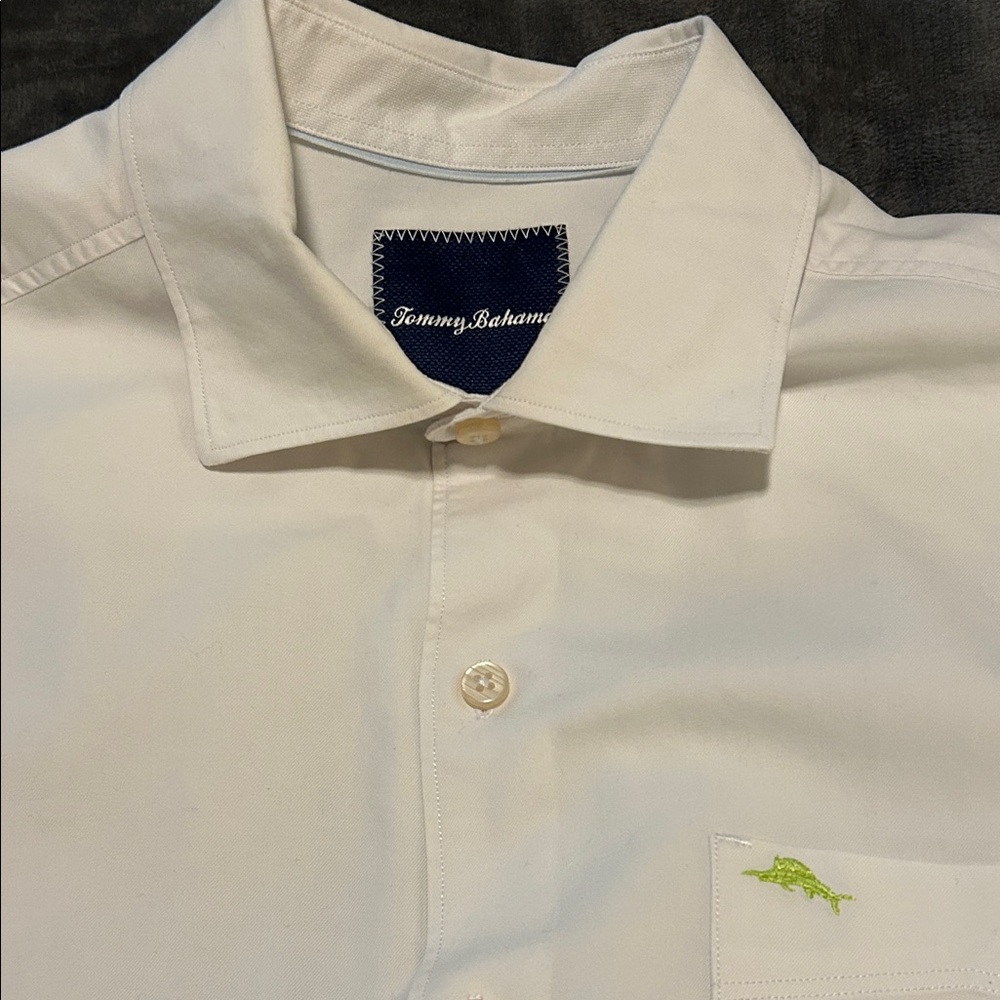 Tommy Bahama White Cotton/Silk Casual Button Down Shirt
